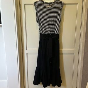 Veronica beard mixed media midi dress with pockets